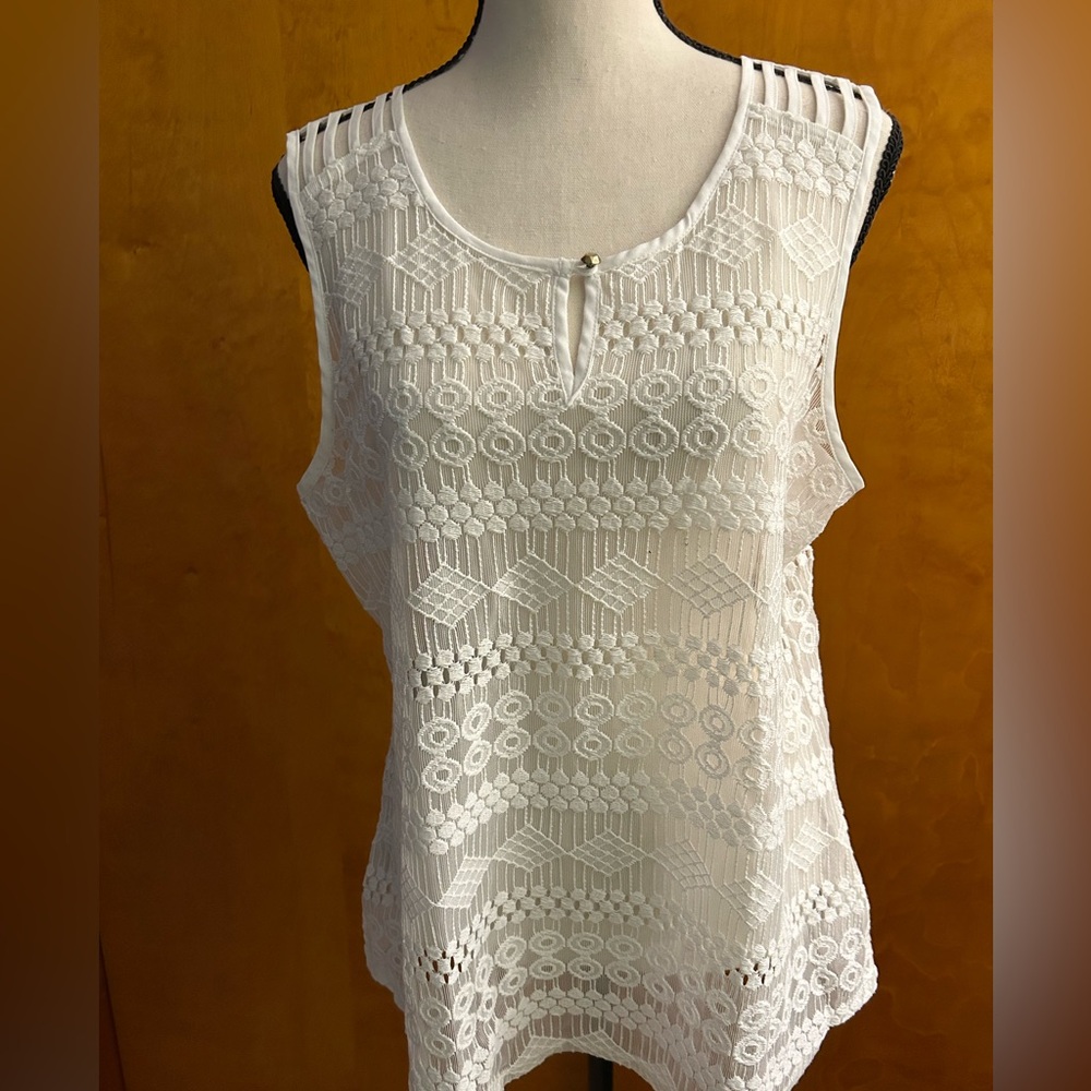 White Lace Sleeveless Top